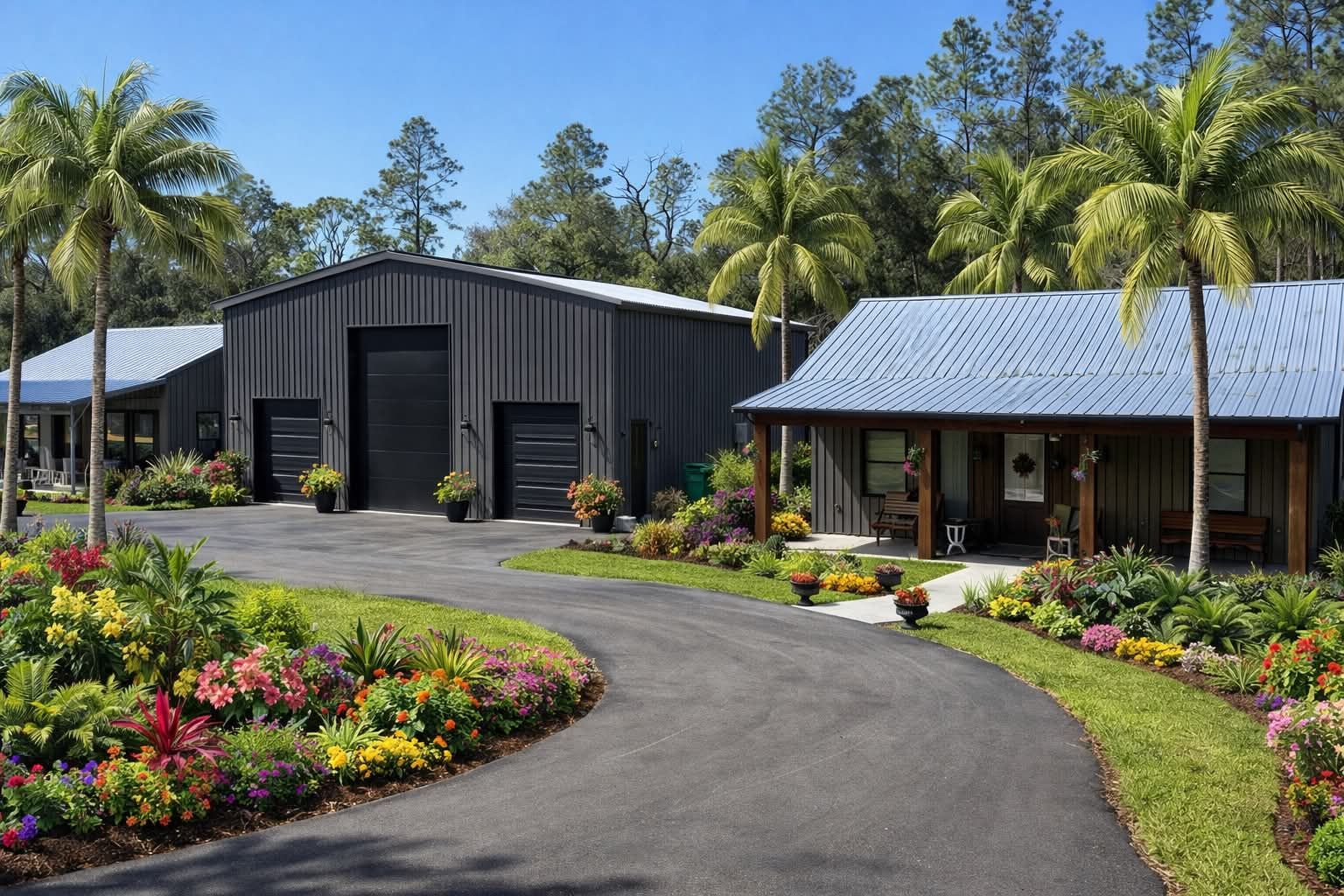 Multigenerational barndominium compound with shared garage — SMB build