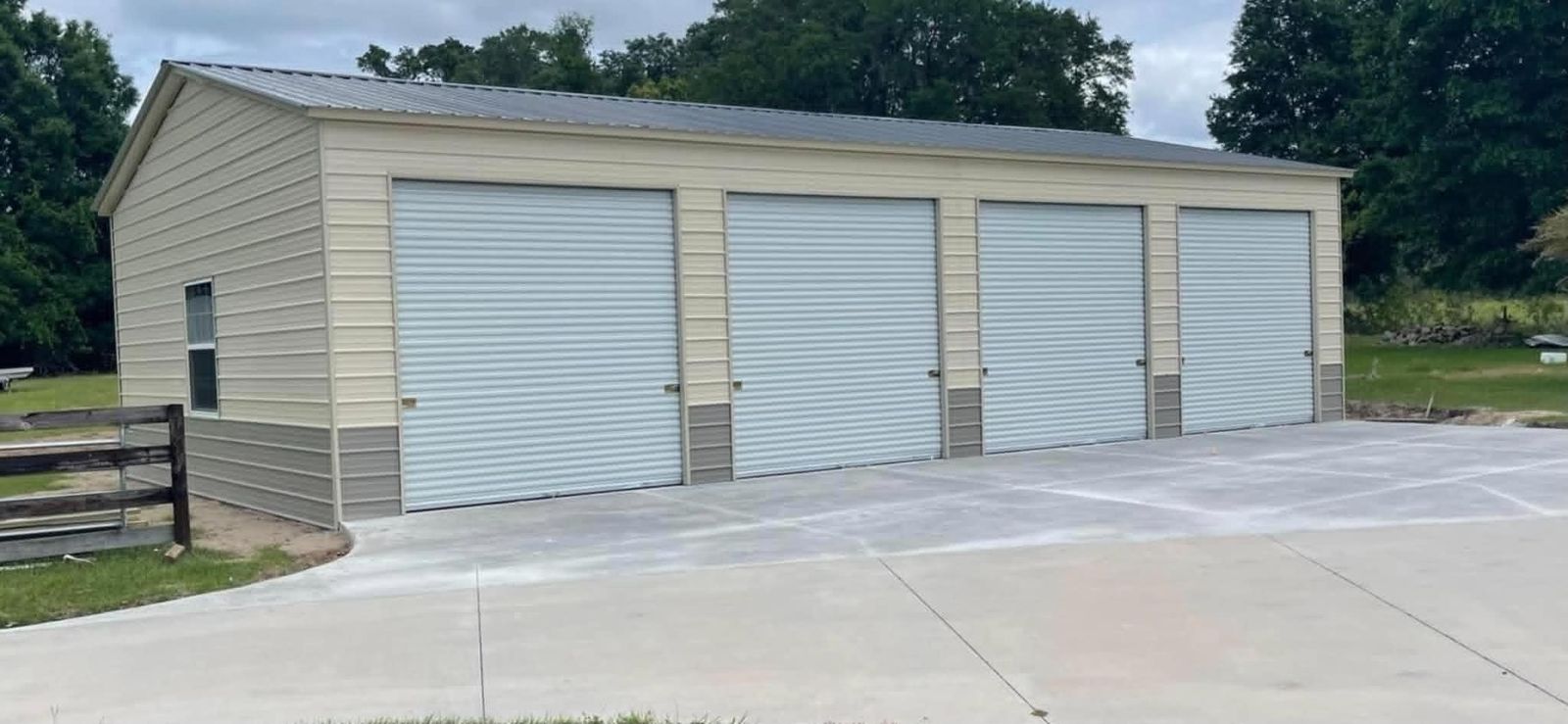 Four-bay steel garage